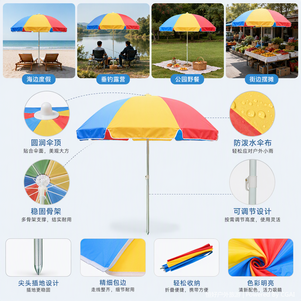 多功能防风遮阳伞太阳伞防雨防晒便携户外休闲遮阳用品