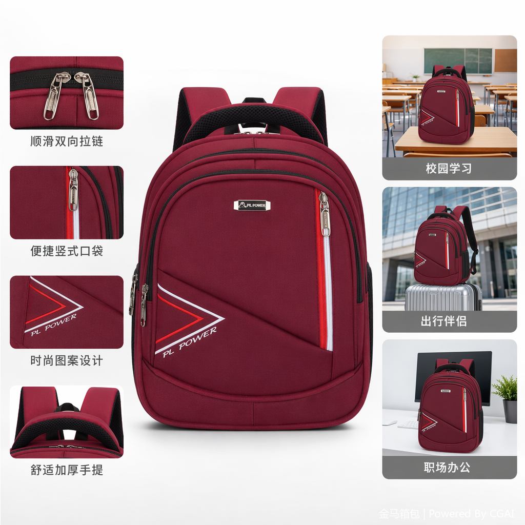 Multi-functional fashionable backpack for men and women, casual travel bag, leather goods bag, large capacity, lightweight and trendy details Picture
