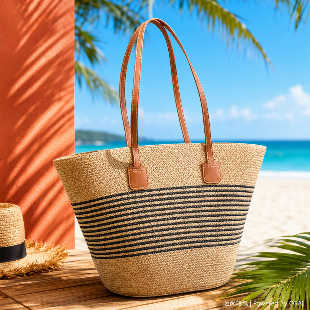 Handwoven bolso de paja mujer casual versátil moda bolso de mano vintage bolso de paja verano nuevo Item Picture