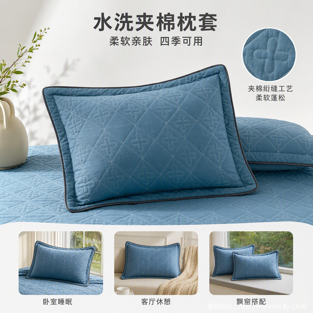 Warm quilted three-piece home textile set, simple and comfortable bedding available in multiple colors details Picture