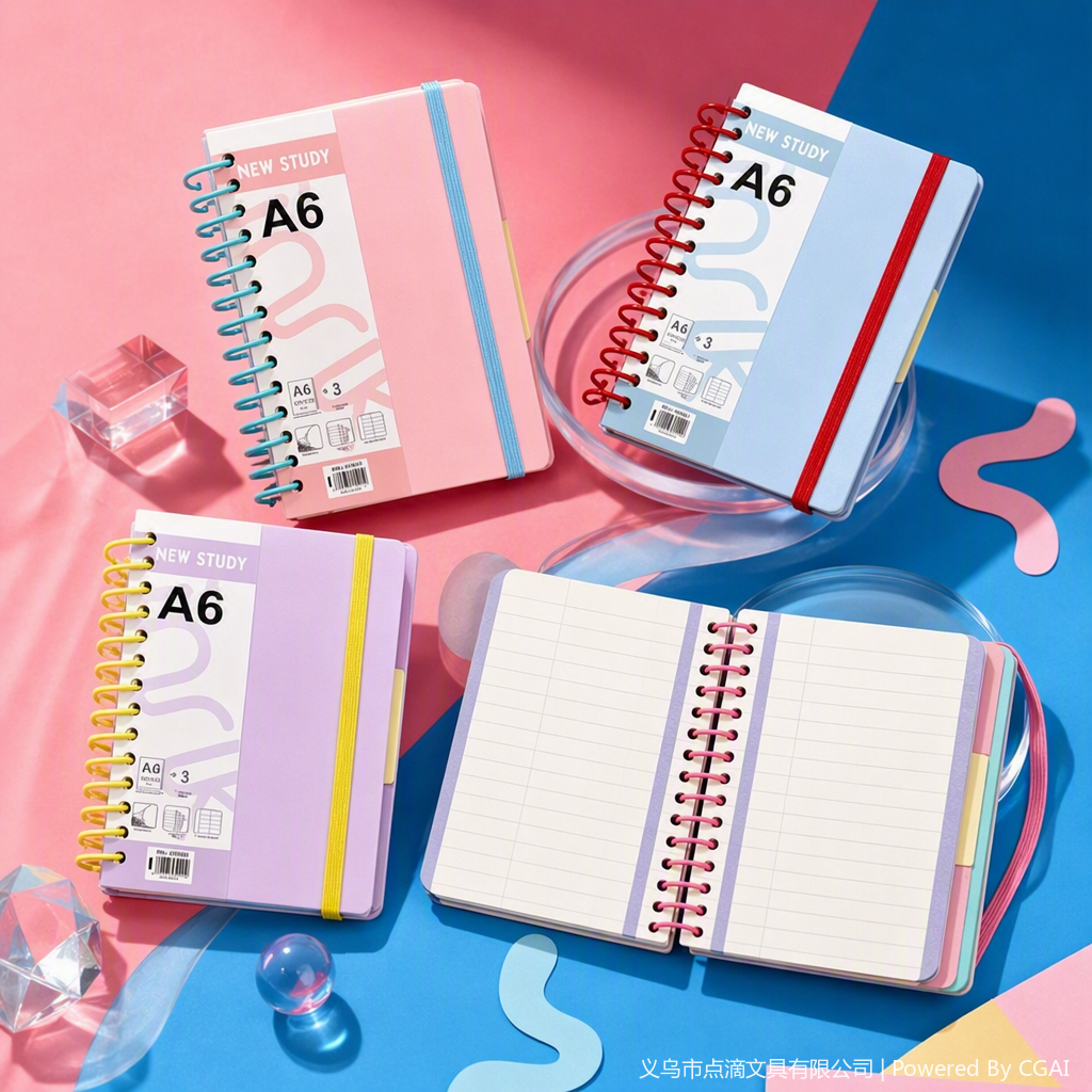 Creative and colorful coil notebooks, student handbooks, notepads, portable sticky notes, soft leather notebooks, stationery products Specification image