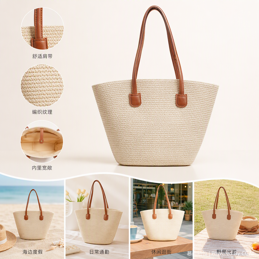 A multi-functional handbag for women, fashionable and versatile, casual, lightweight, large-capacity, trendy leather bag, a new style for women details Picture