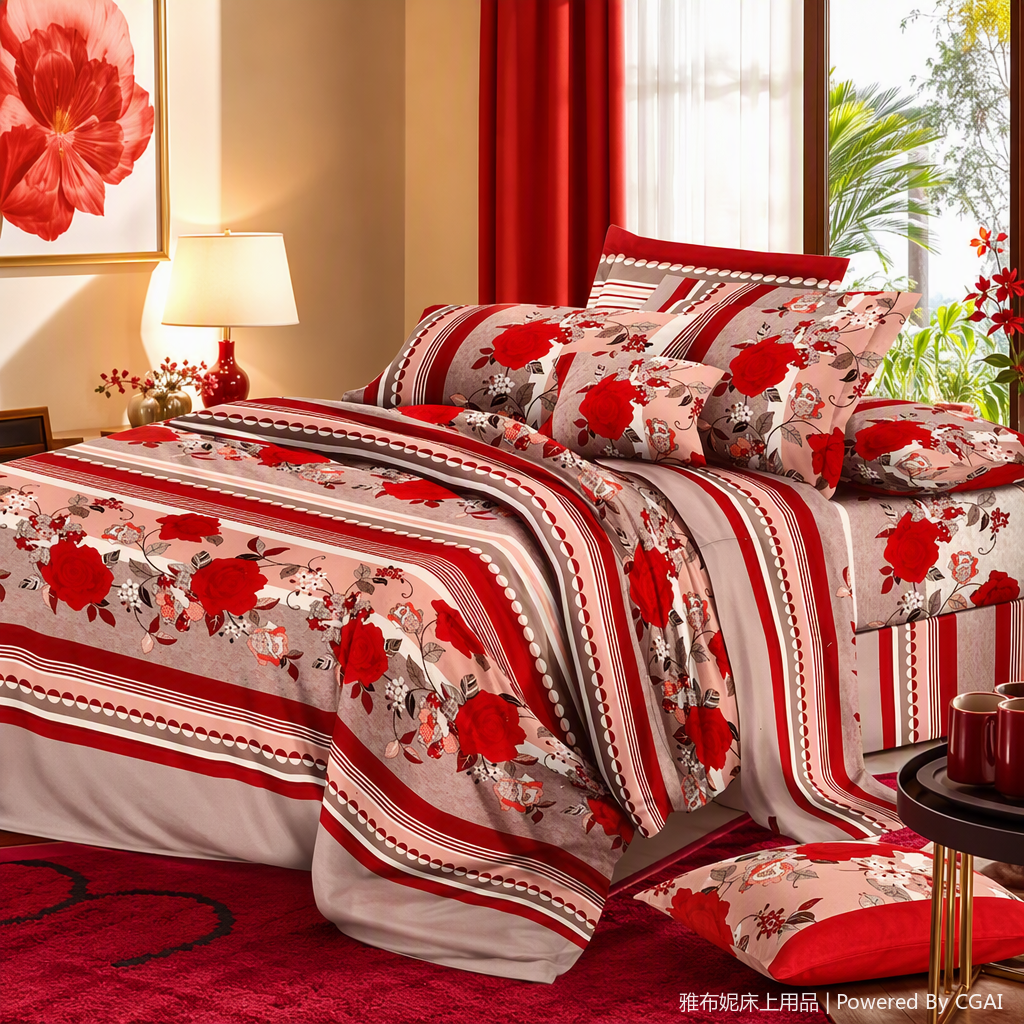 Warm and pure cotton four-piece bedding set, simple and fashionable bed sheets, duvet covers and bedding set, essential for home bedrooms Item Picture