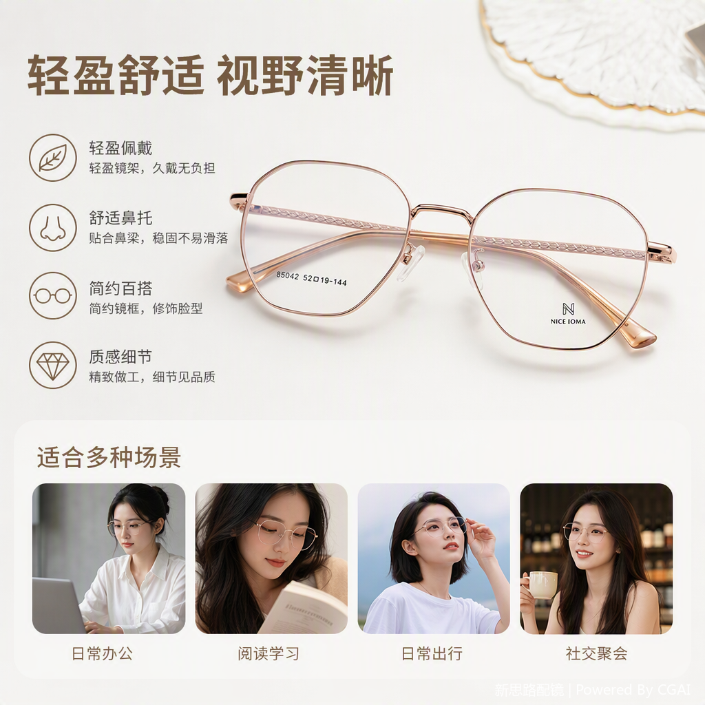 Fashionable and lightweight metal-framed glasses for both men and women, high-definition anti-radiation glasses accessories