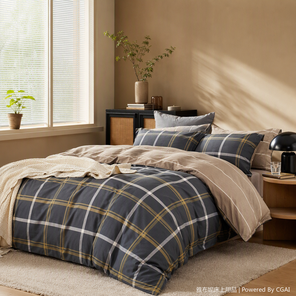 Solid color simple four-piece bedding set, all-cotton bed sheets, duvet covers, bedding set for bedroom home use, comfortable and durable Application Scenario