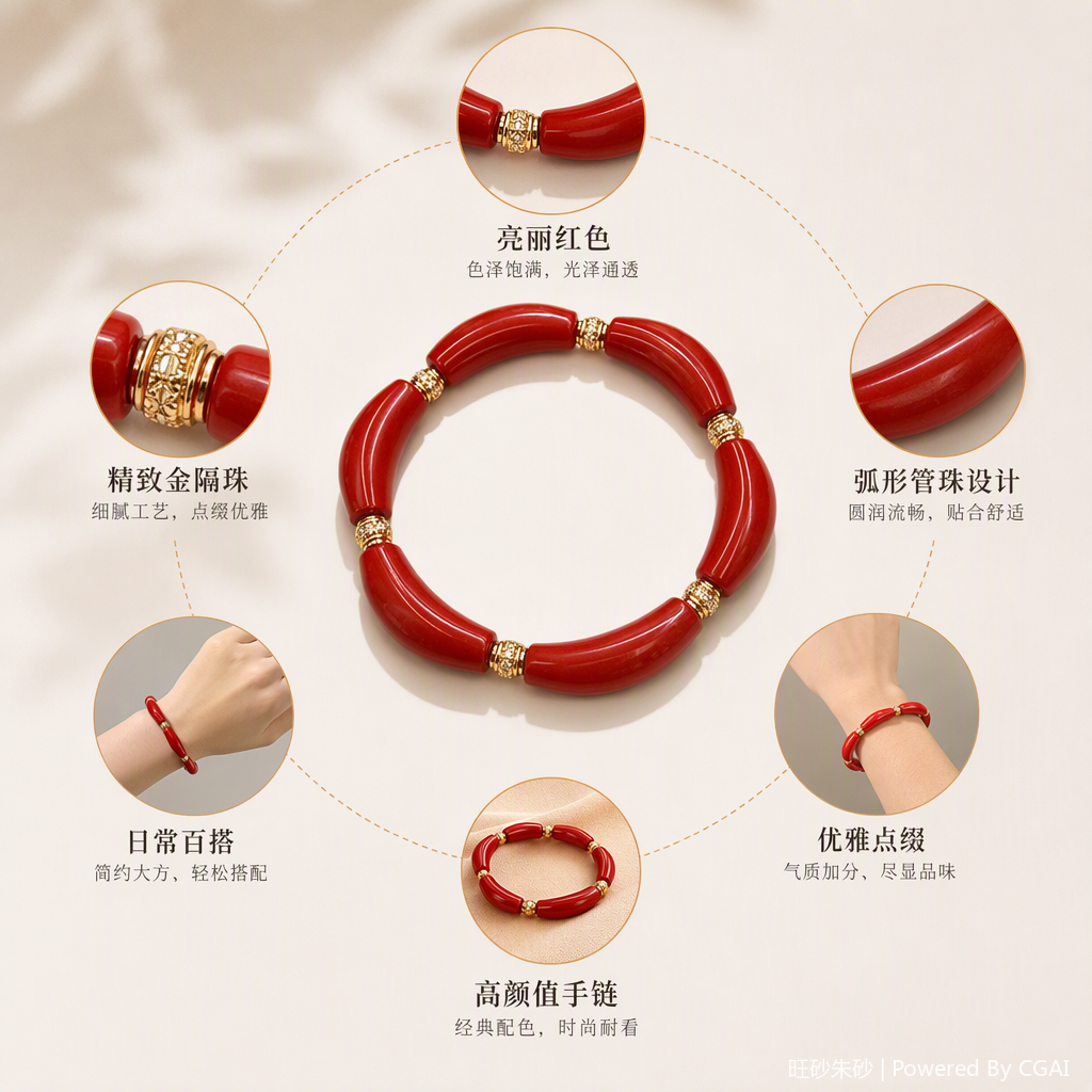 红色朱砂手链时尚简约手工编织女士手饰潮流百搭礼物赠品
