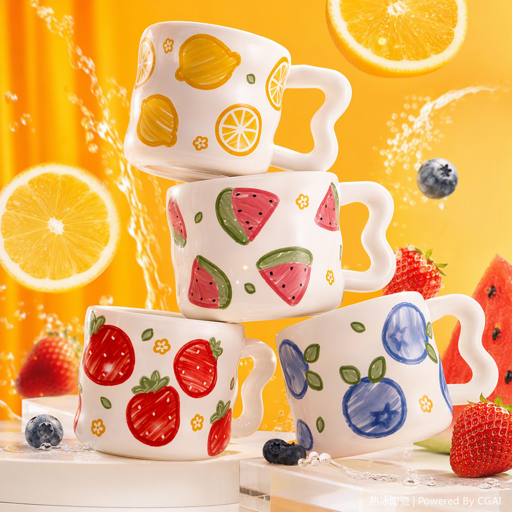 Colorful ceramic cups, household daily creative coffee, milk and water cups, simple and heat-resistant tea sets, gift sets Application Scenario