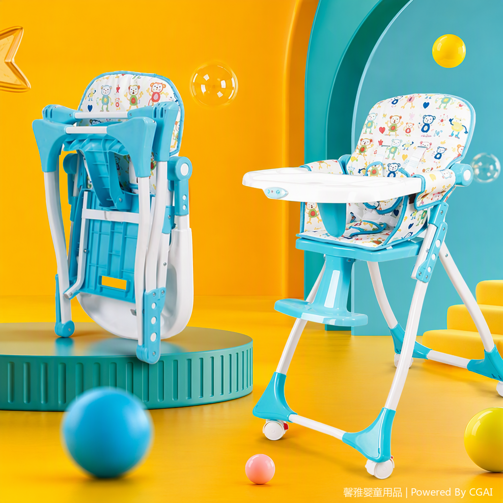 The multi-functional children's high chair can be adjusted. It is a safe and comfortable dining aid for infants and toddlers Item Picture