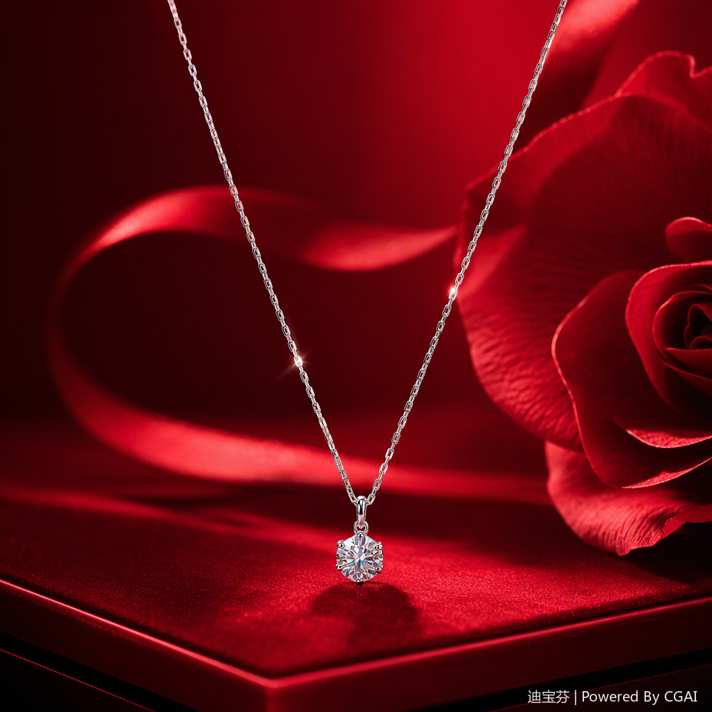 A simple and versatile women's accessory with a fashionable silver chain necklace and a single brilliant diamond pendant Specification image