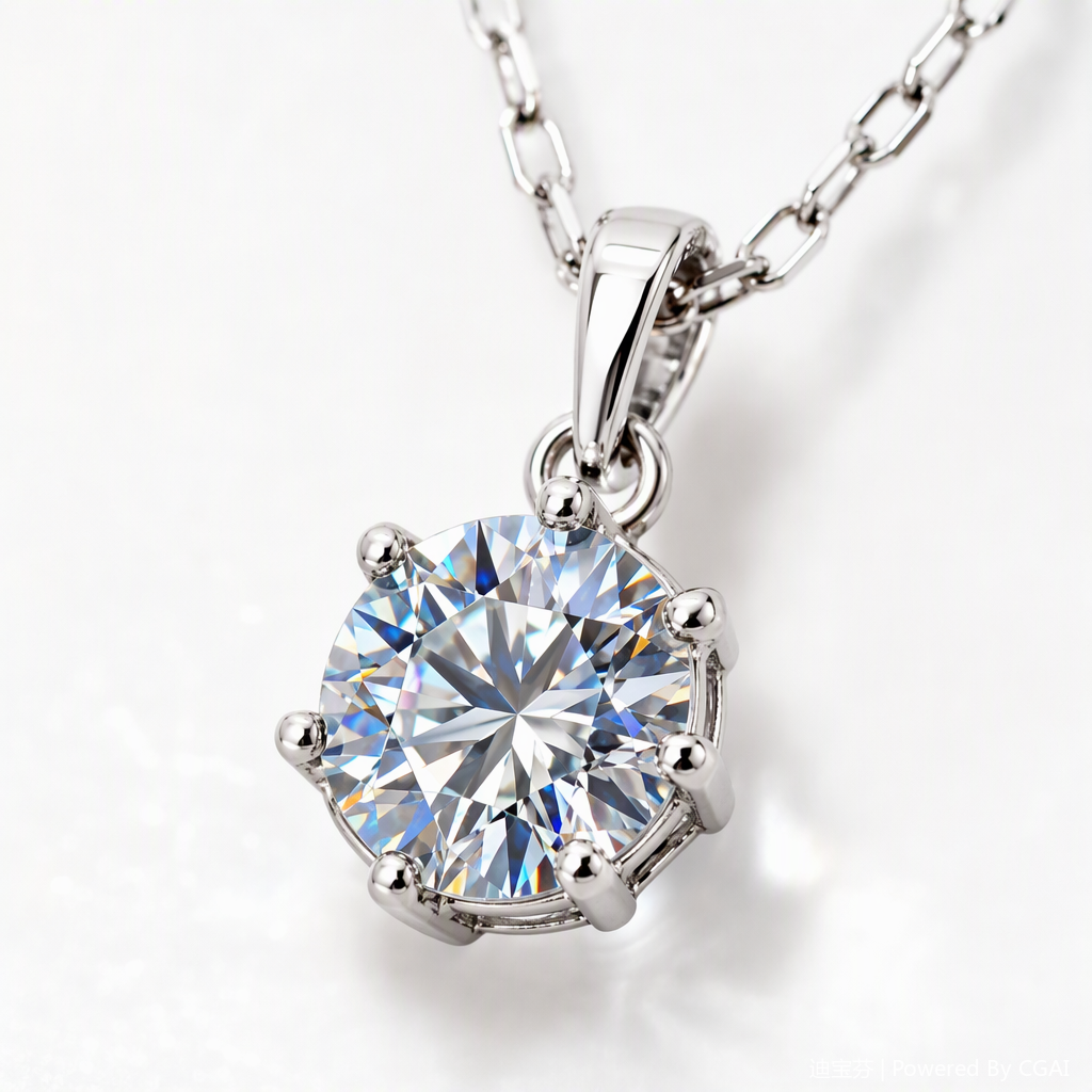A simple and versatile women's accessory with a fashionable silver chain necklace and a single brilliant diamond pendant Application Scenario