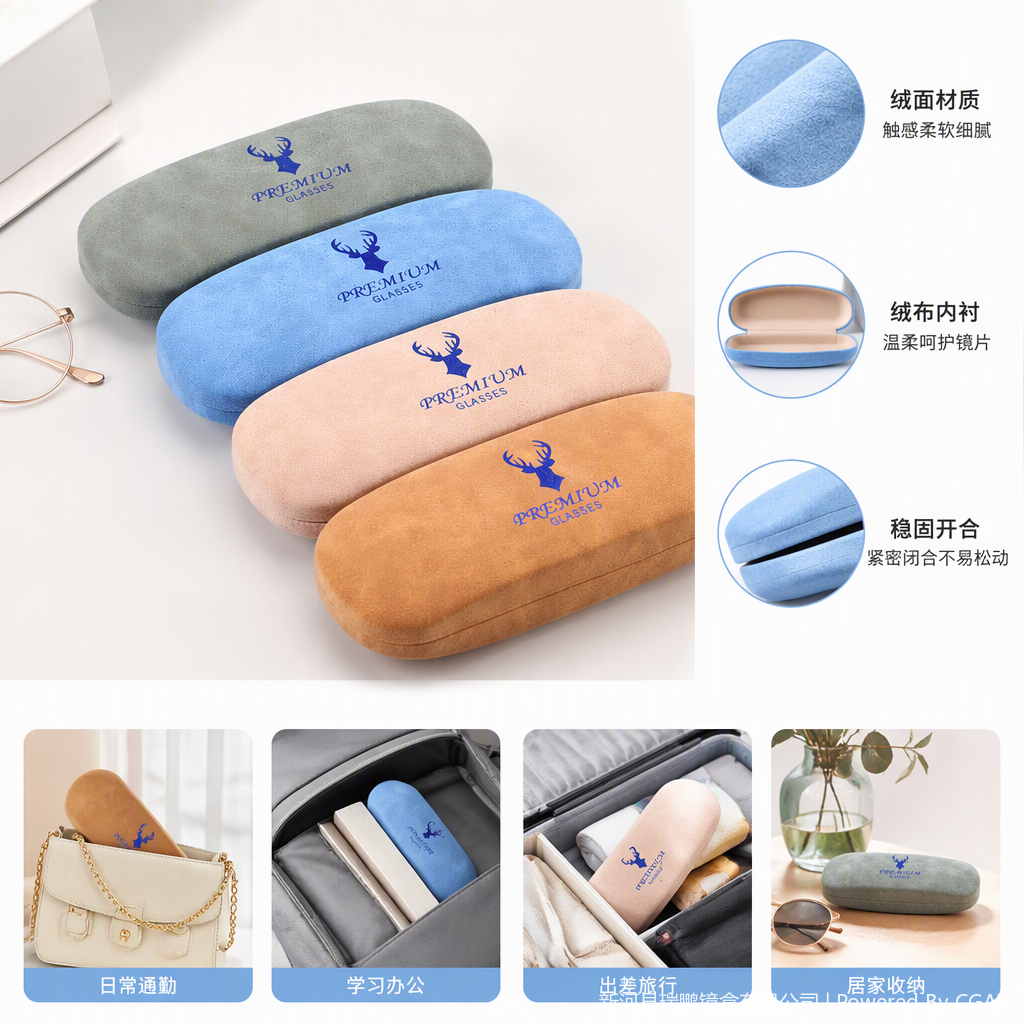 Fashionable eyeglass case, portable pressure-resistant protective bag, simple and trendy storage box, eyeglass storage bag accessories Item Picture