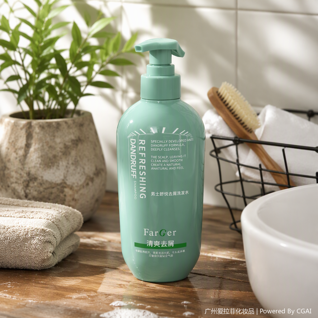 Dandruff-removing, volumizing, and moisturizing shampoo.  Specification image