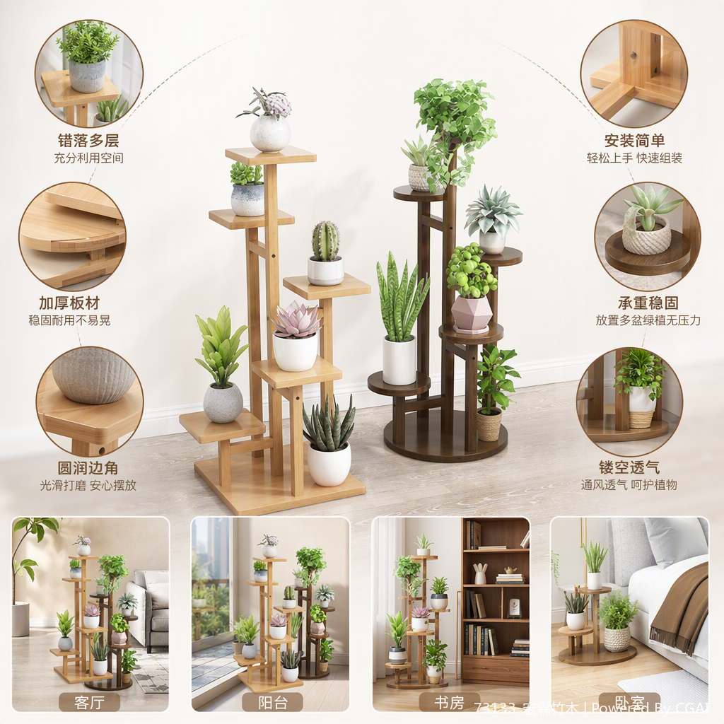 置物架/折叠架/电视支架/可重构展示架/木质壁挂隔板产品图