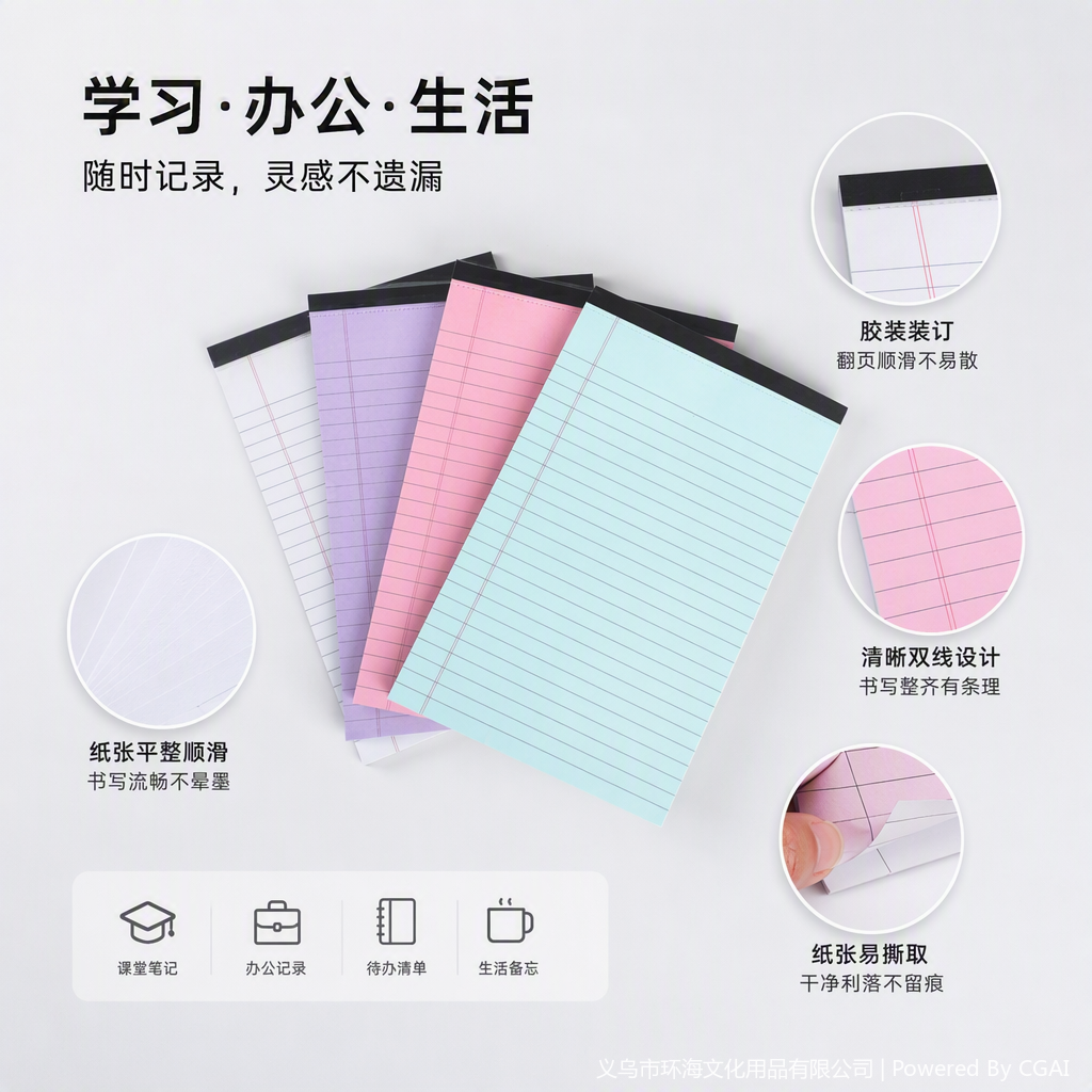 Multi-functional office cultural paper products, sticky notes, portable notepads, student meeting paper, clipper binding books Specification image