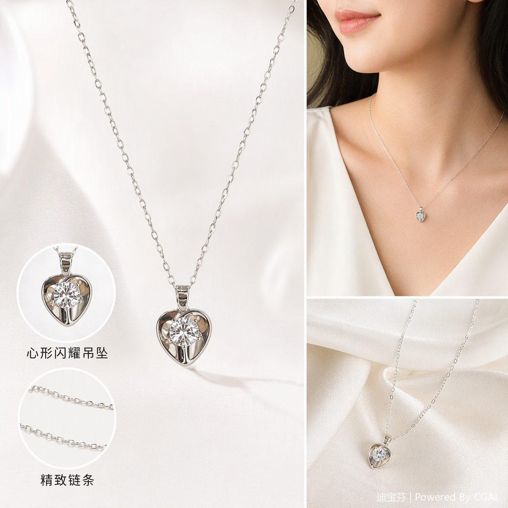 Moda plata corazón colgante collar mujer coreano versión simple y versátil tendencia accesorios dar regalos