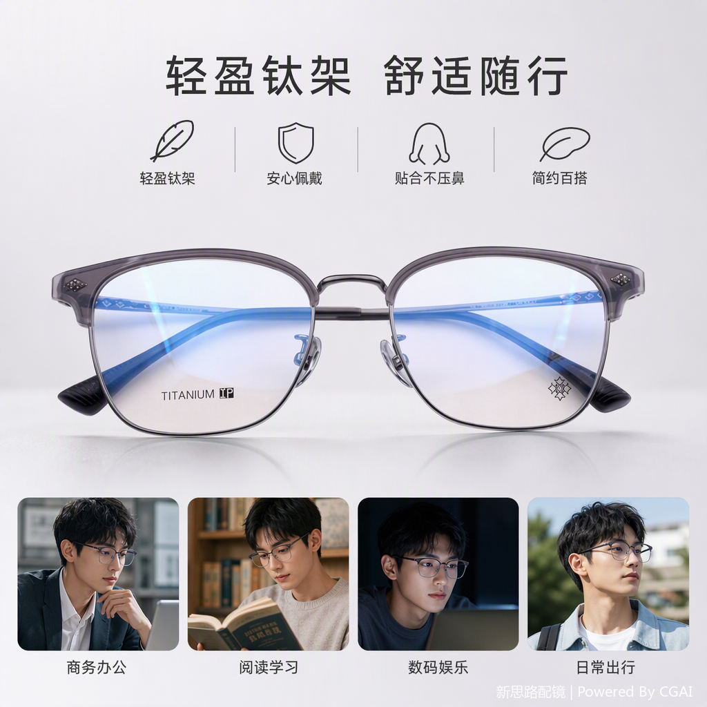 Fashionable and lightweight metal-framed glasses for men and women with myopia, trendy and retro frames, high-definition eyeglass fitting Application Scenario
