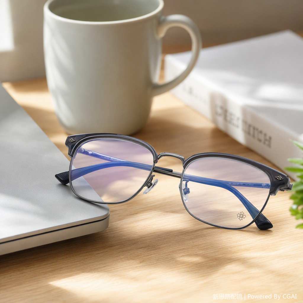 Fashionable and lightweight metal-framed glasses for men and women with myopia, trendy and retro frames, high-definition eyeglass fitting Specification image