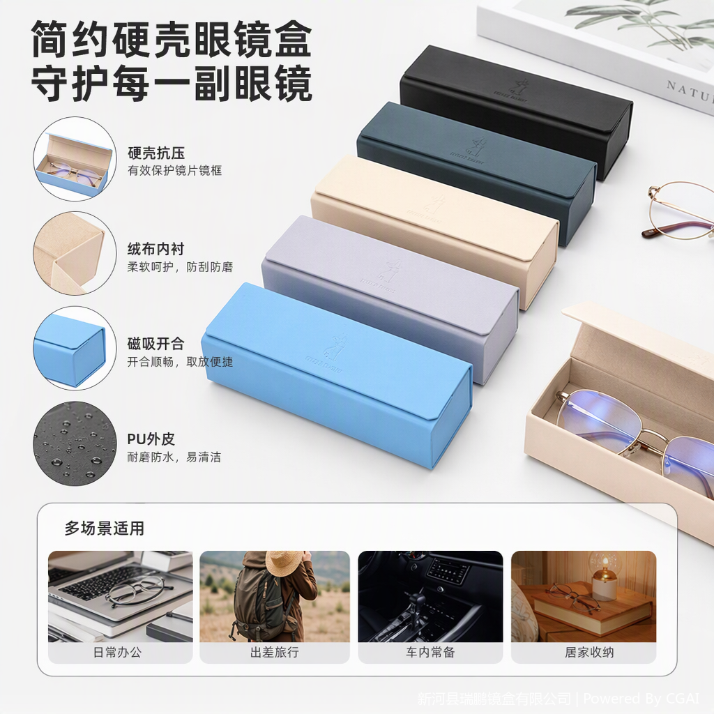 Fashionable eyewear case, simple and portable, pressure-resistant protective bag, available in multiple colors, eyewear storage bag accessories and supplies Item Picture