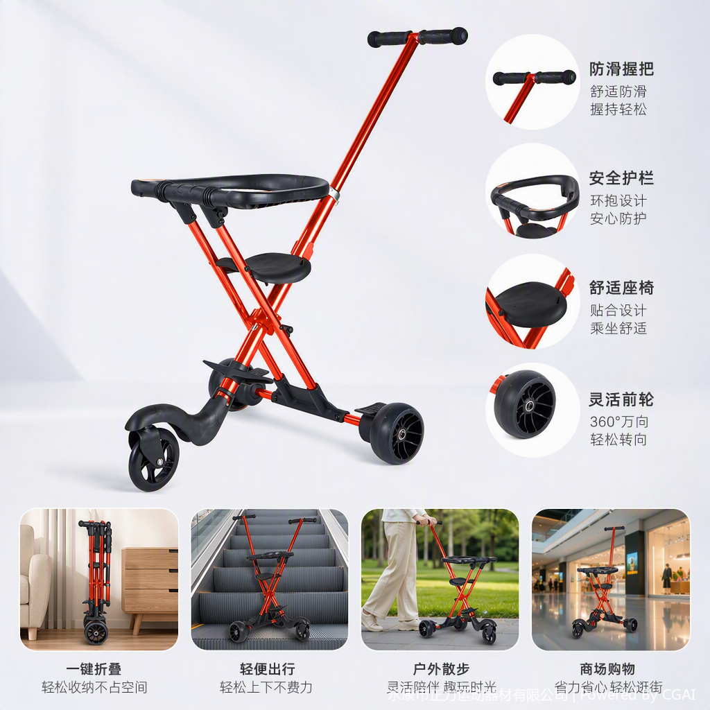 多功能儿童三轮车宝宝童车座椅背带童床背带推车玩具车儿童玩具车产品图