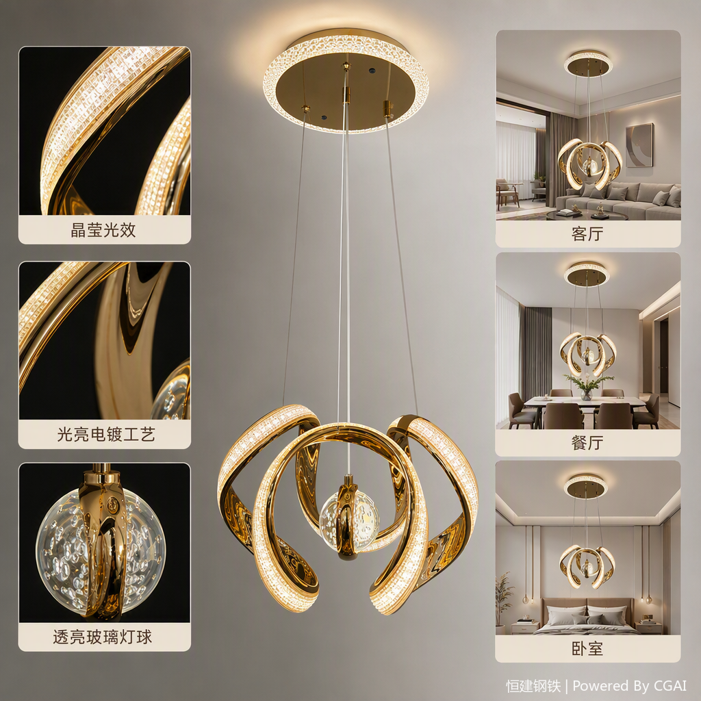 Modern and simple household chandeliers for living rooms, bedrooms and dining rooms, creative lighting fixtures and warm decorations Application Scenario