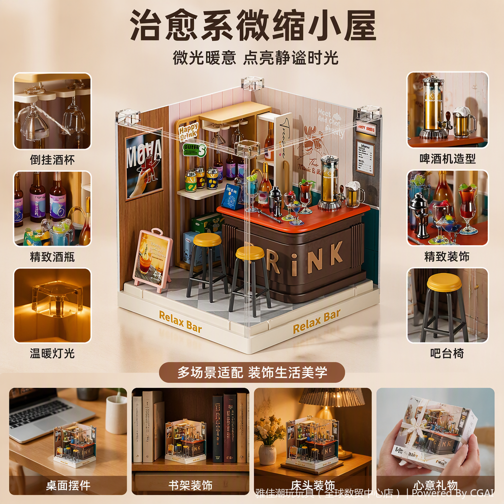 Bar simulation model toys, fun collection, children's educational assembly, creative gifts with a variety of styles to choose from Specification image