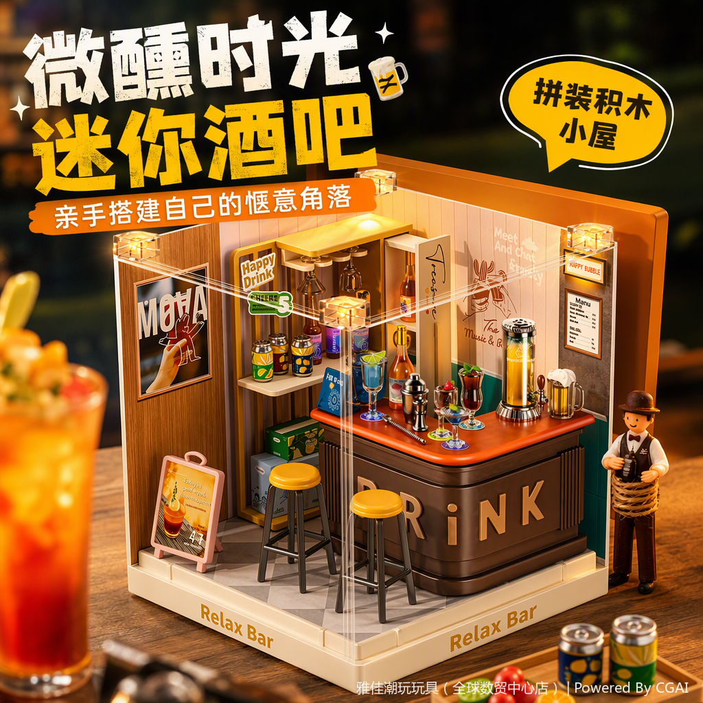 Bar simulation model toys, fun collection, children's educational assembly, creative gifts with a variety of styles to choose from
