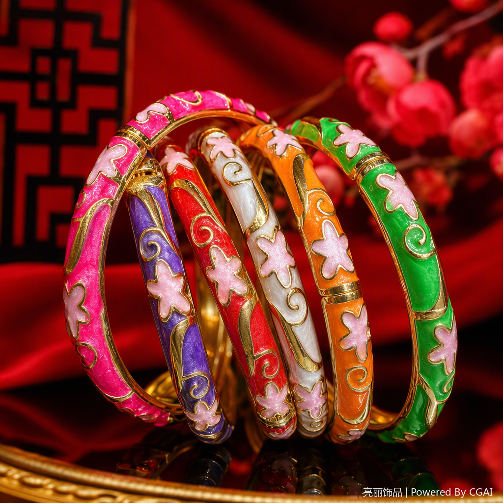 The colorful enamel bracelet is a fashionable and versatile, retro and individualistic jewelry. It is a trendy bracelet and an elegant gift for women Specification image