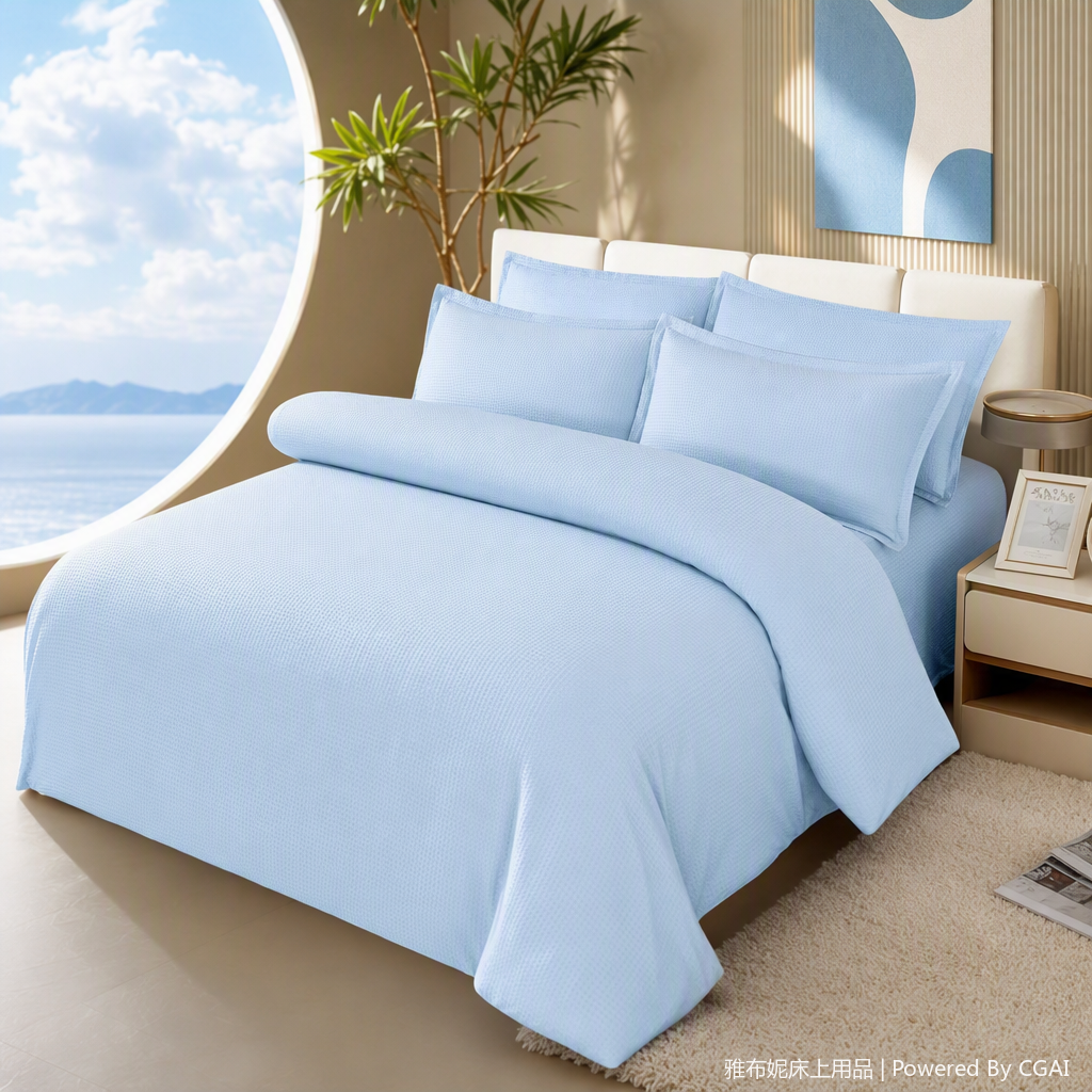 Solid color simple four-piece set of bedding, all-cotton bed sheets, duvet covers, bedding set, bedroom home supplies Application Scenario