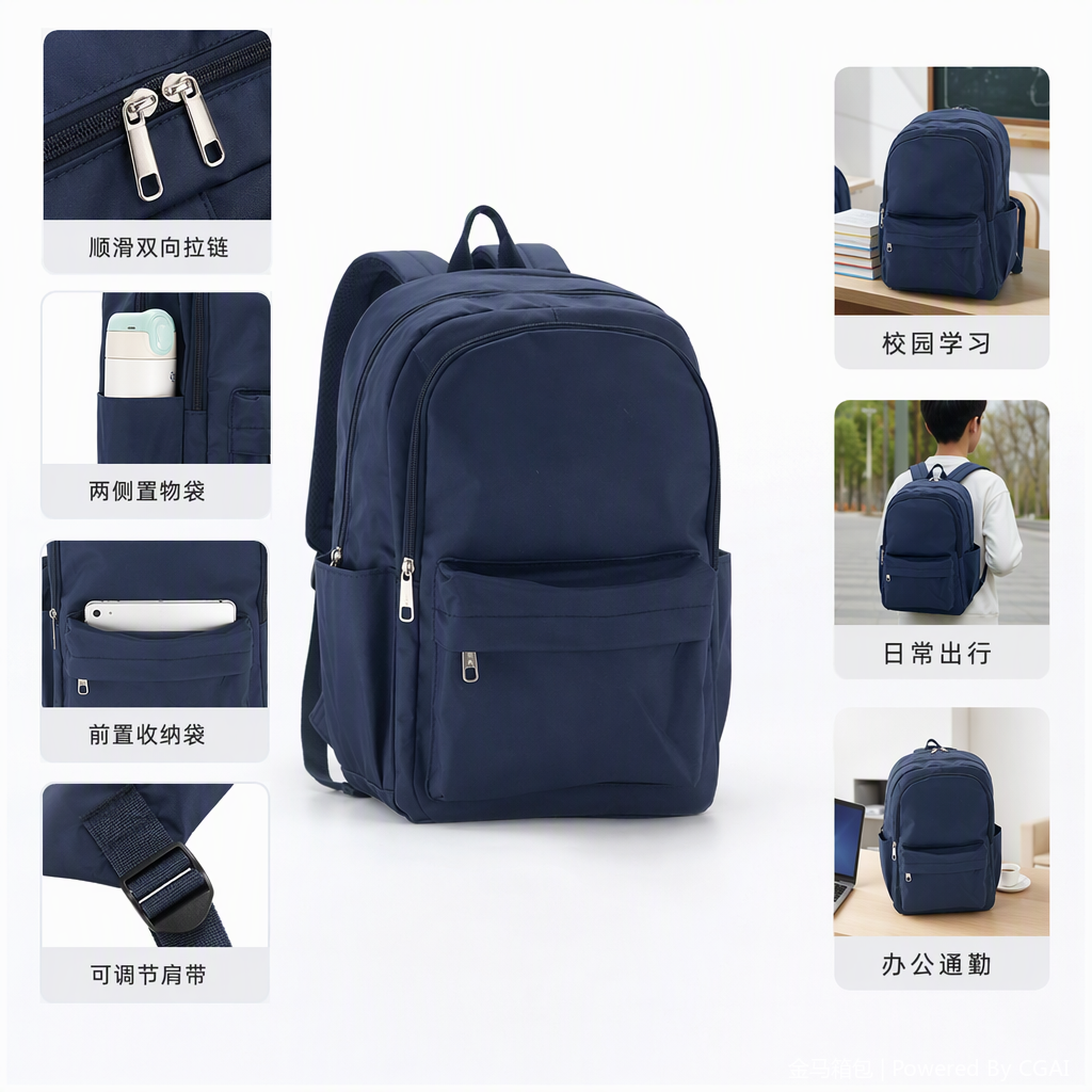 Multi-functional casual backpack for men and women, travel sports bag, large capacity, lightweight, fashionable and trendy leather goods details Picture
