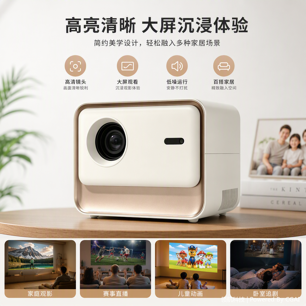 Multi-functional projector, high-definition projection, office meeting, home theater, portable projection equipment, cultural and creative office supplies Application Scenario