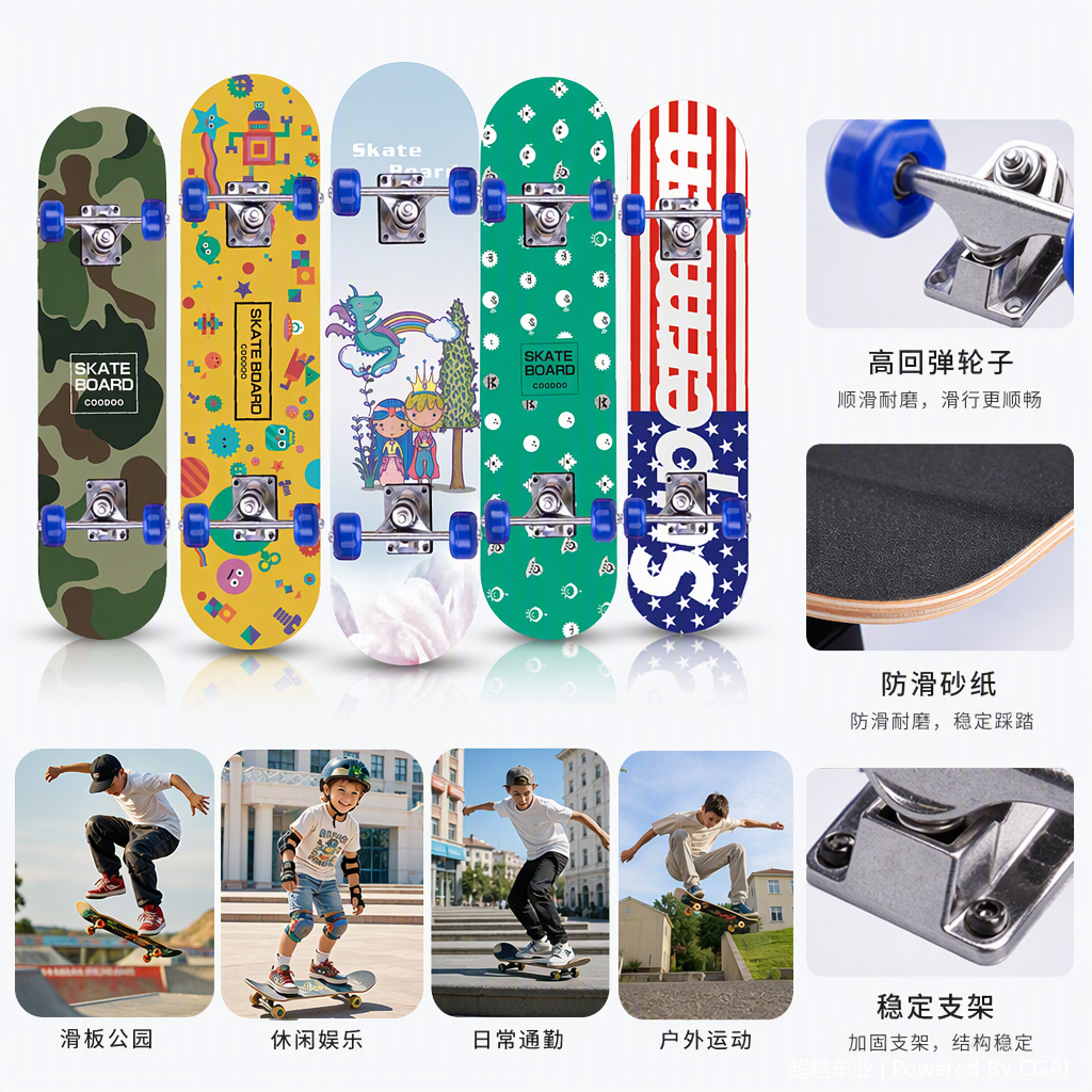 Professional sports outdoor ice skates, roller skates, skateboards, vitality boards, boys', girls' and children's leisure sliding equipment Item Picture
