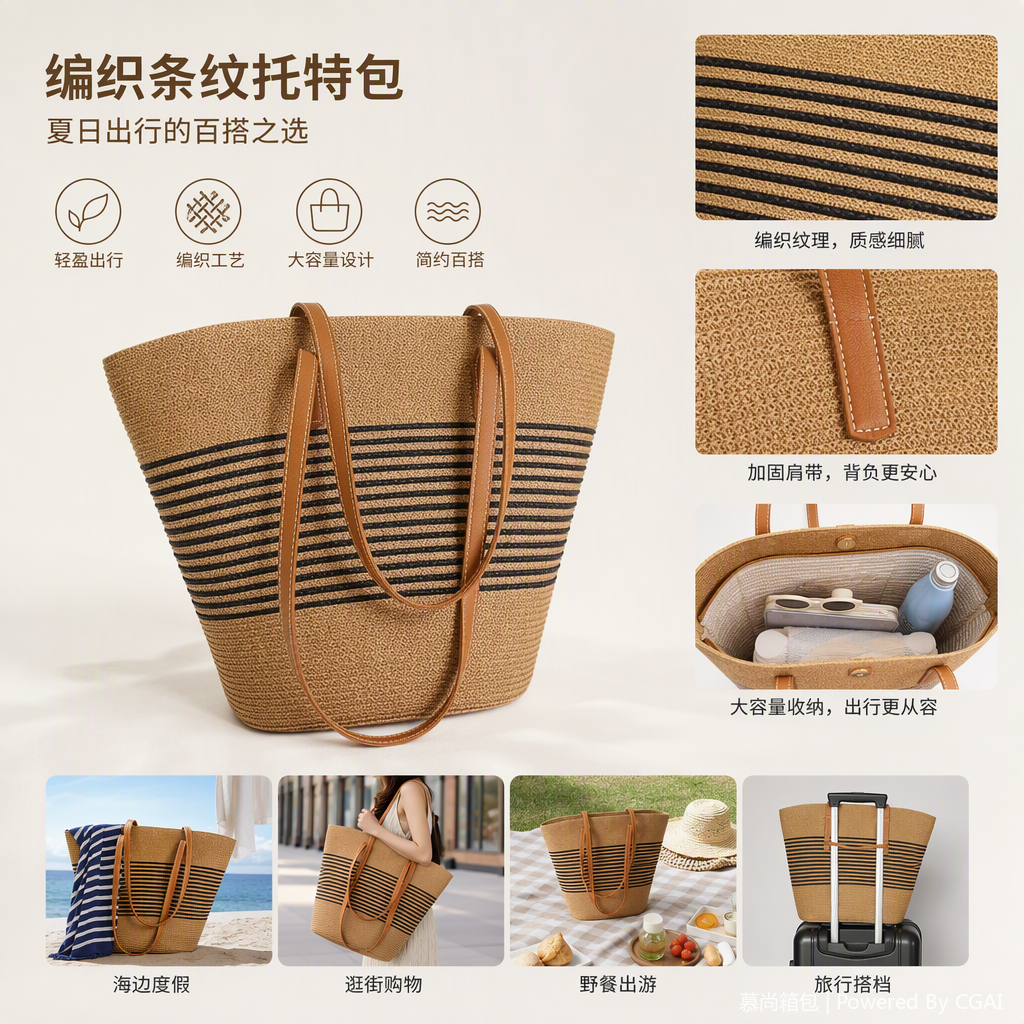 This retro straw woven handbag is a versatile and portable multi-functional straw woven bag for women in summer. It is a trendy and simple style Application Scenario