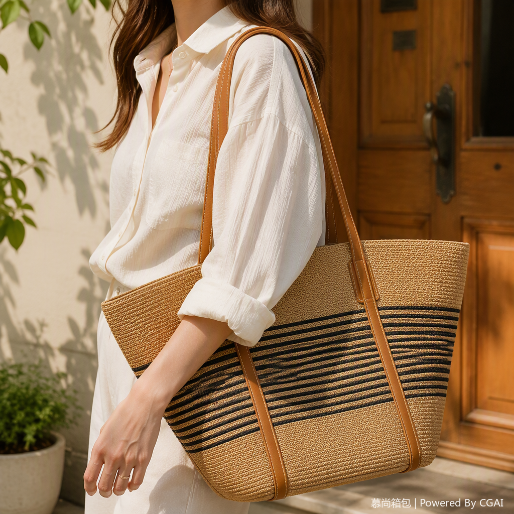 This retro straw woven handbag is a versatile and portable multi-functional straw woven bag for women in summer. It is a trendy and simple style Specification image