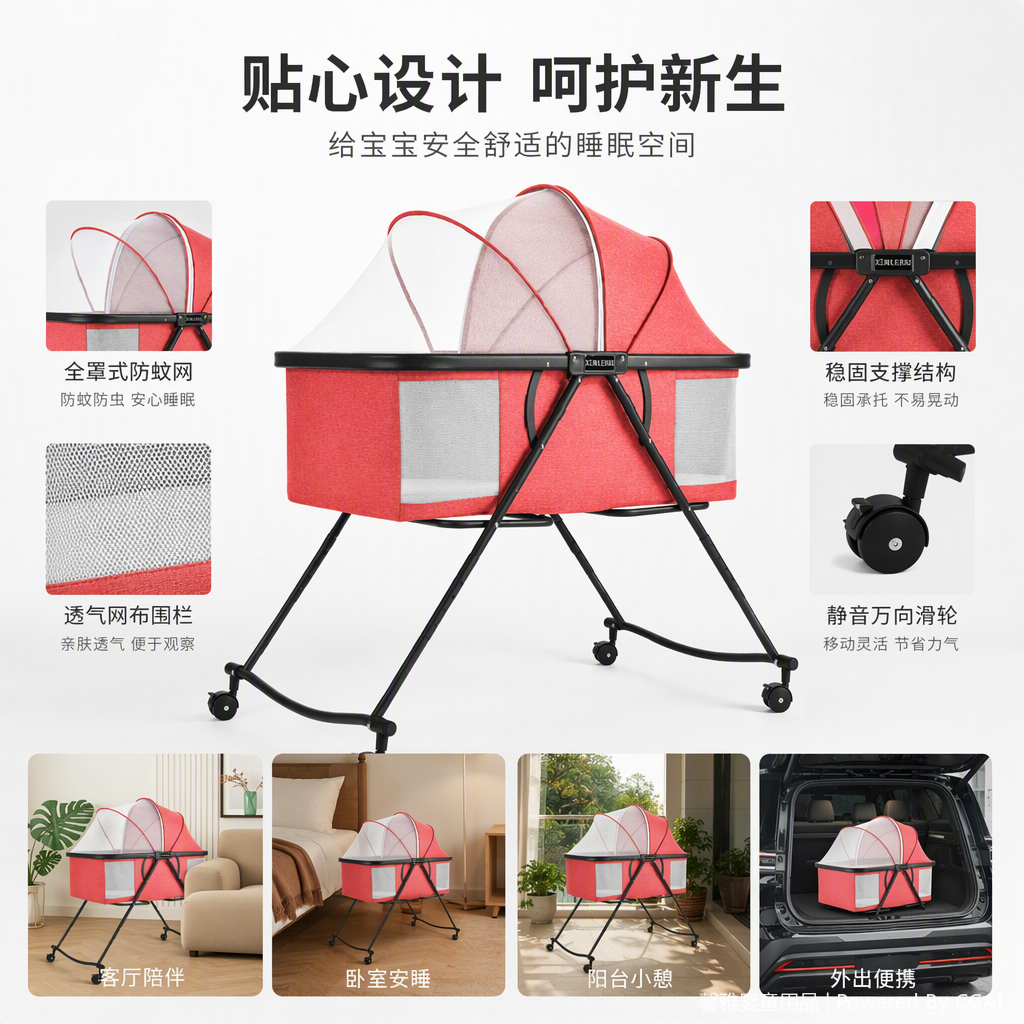 Imported baby and maternal cribs, safe, environmentally friendly, multi-functional baby cribs, detachable and washable baby bed supplies details Picture