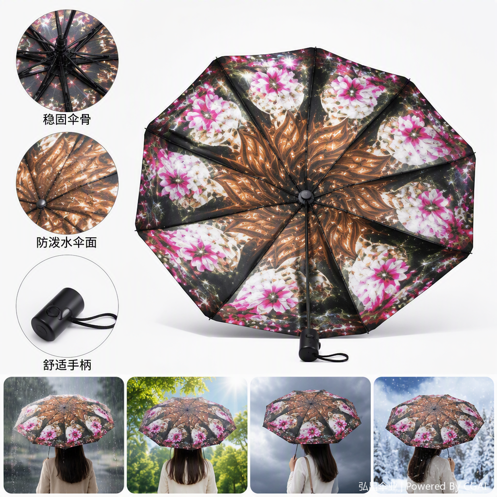 多功能防风遮阳防雨便携伞轻便耐用晴雨两用折叠伞