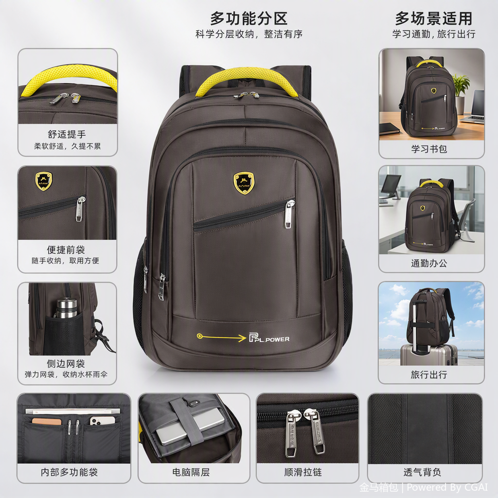Mochila casual multifuncional para hombres y mujeres viaje de viaje bolsa de estudiante marroquinería estilo de tendencia