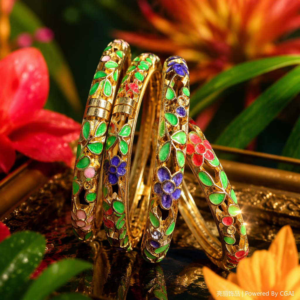 Colorful enamel flower bracelet is a fashionable and elegant jewelry and bracelet. It is a trendy and versatile gift for women Specification image