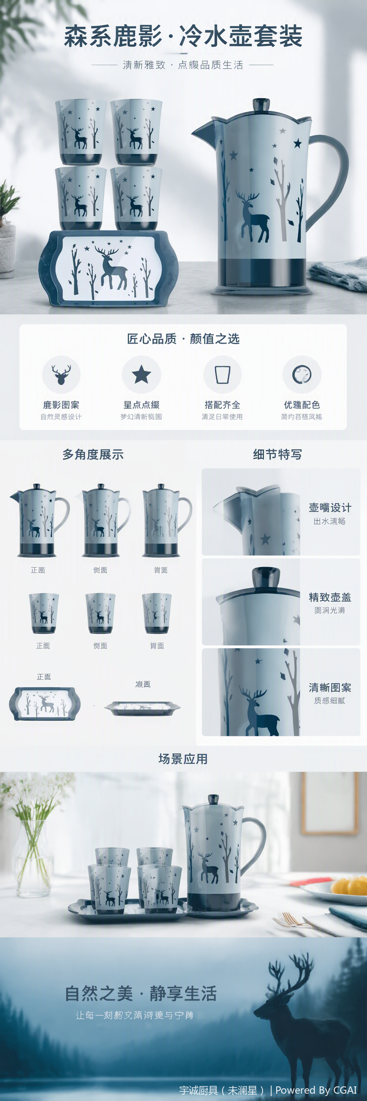 多功能陶瓷茶具套装家用简约创意茶杯茶壶茶盘组合礼品装详情1