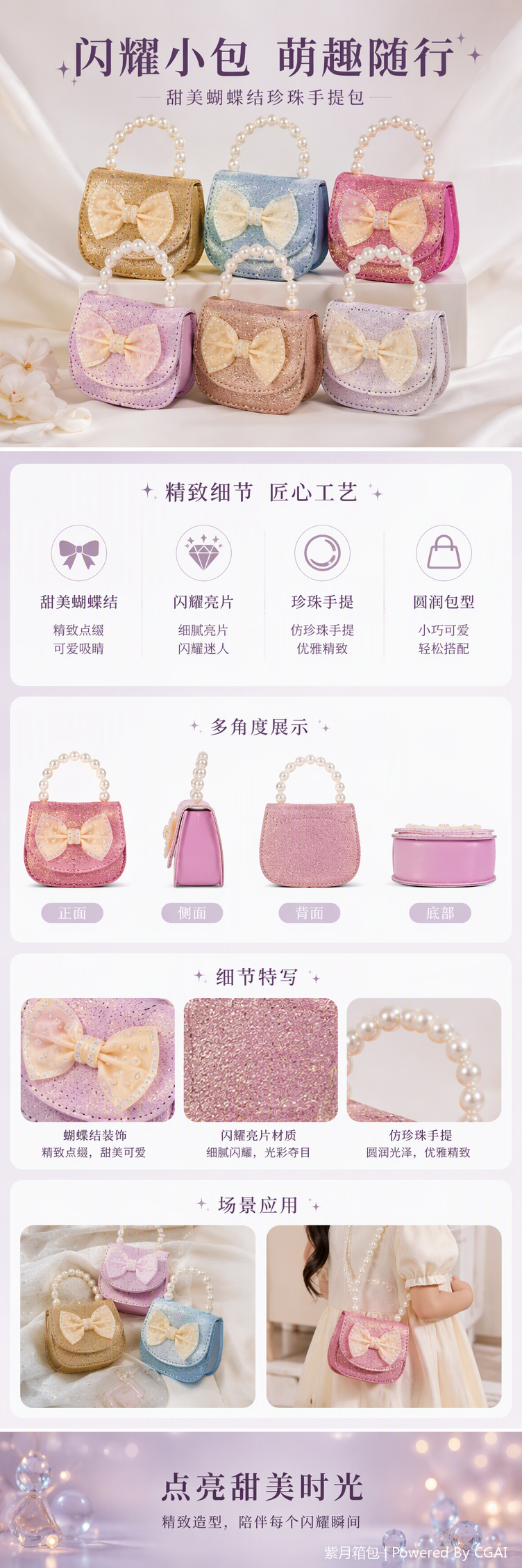 多彩亮片小包手提装饰闪粉包包创意潮流配件礼品包包袋详情1