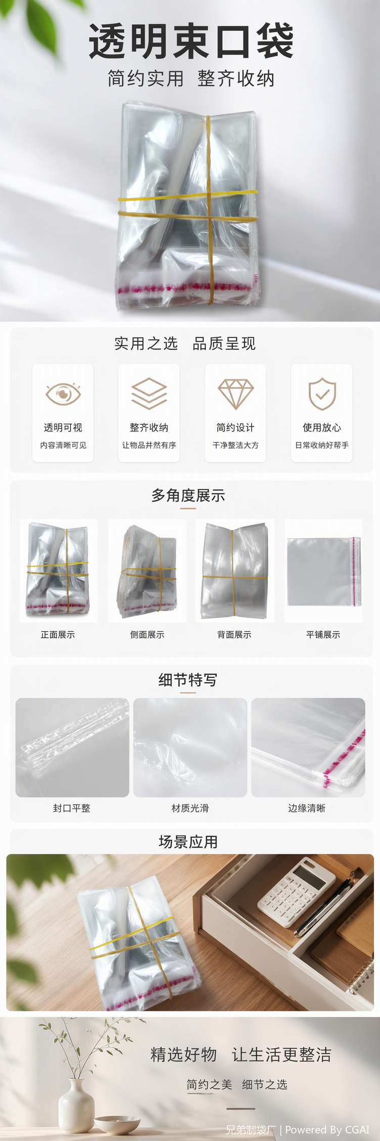 多用途透明塑料包装袋耐撕防潮食品快递收纳薄膜袋包装用品详情1