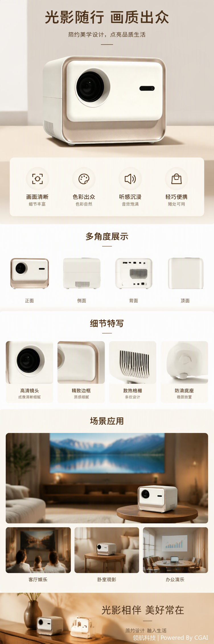 V5+- New multi-functional projector, high-definition projection, office meeting, home theater, portable projection equipment, cultural office supplies pic 2
