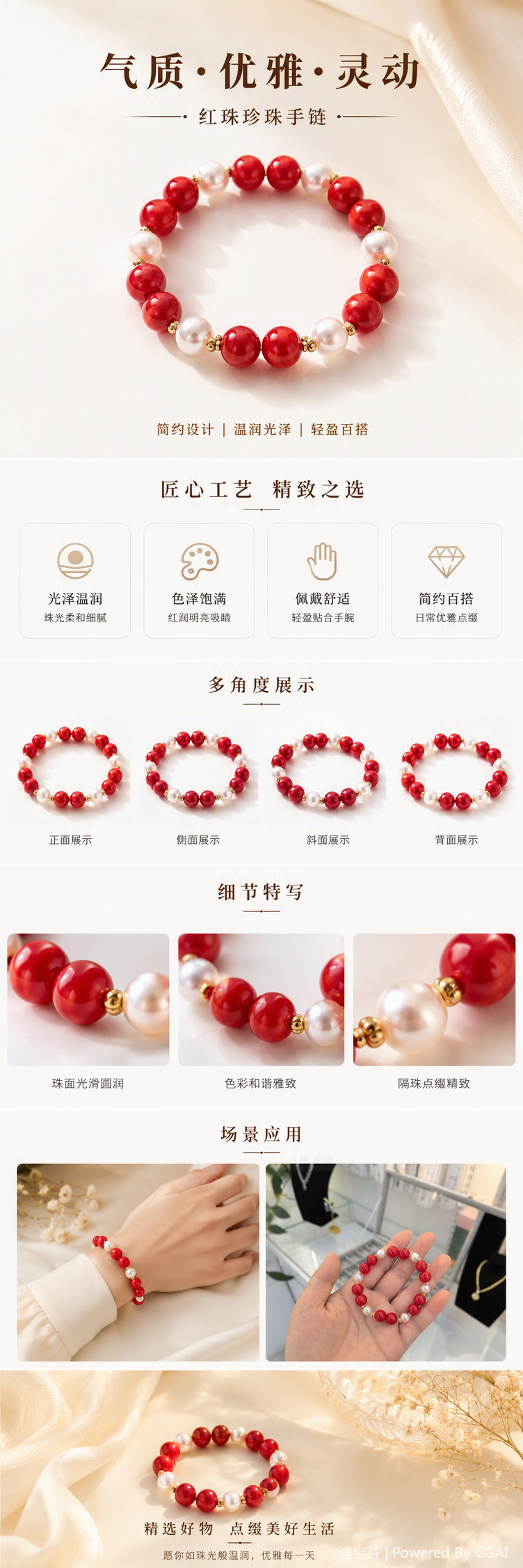 Perlas rojas de moda con pulsera de perlas para mujeres versión coreana simple retro temperamento mano tendencia con accesorios pic 1