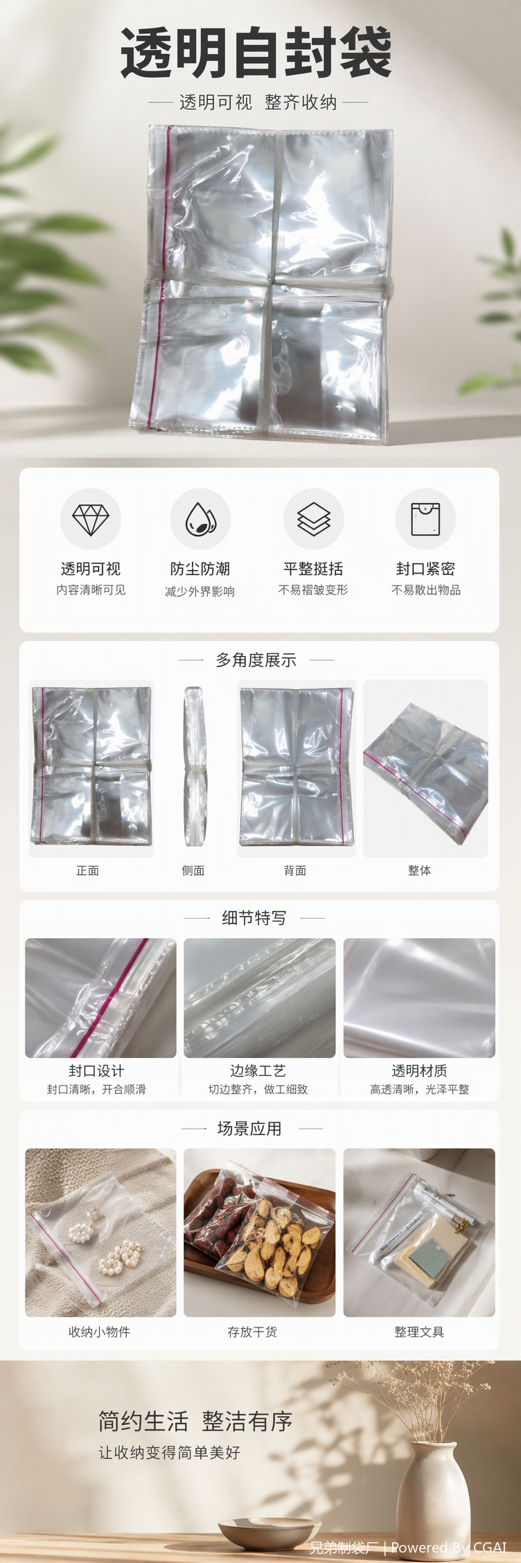 环保透明塑料连卷袋大容量耐撕包装袋塑料袋收纳袋家用塑料包装袋详情1