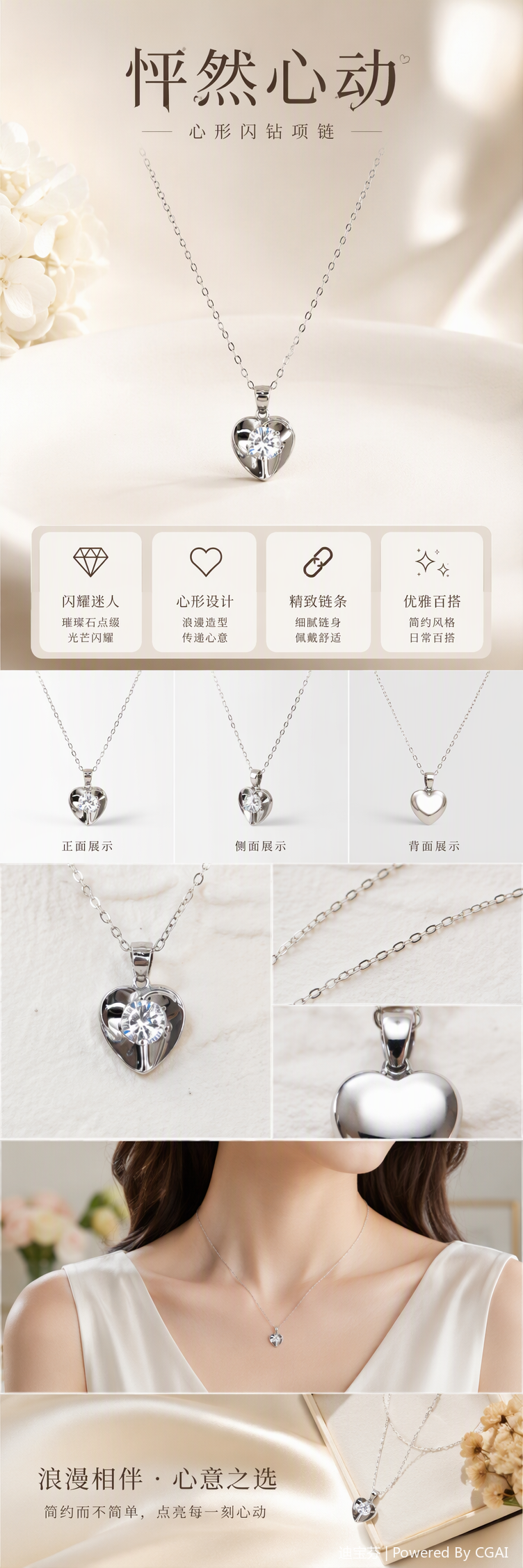Fashionable silver heart-shaped pendant necklace for women, simple and versatile Korean style, trendy accessory as a gift pic 1