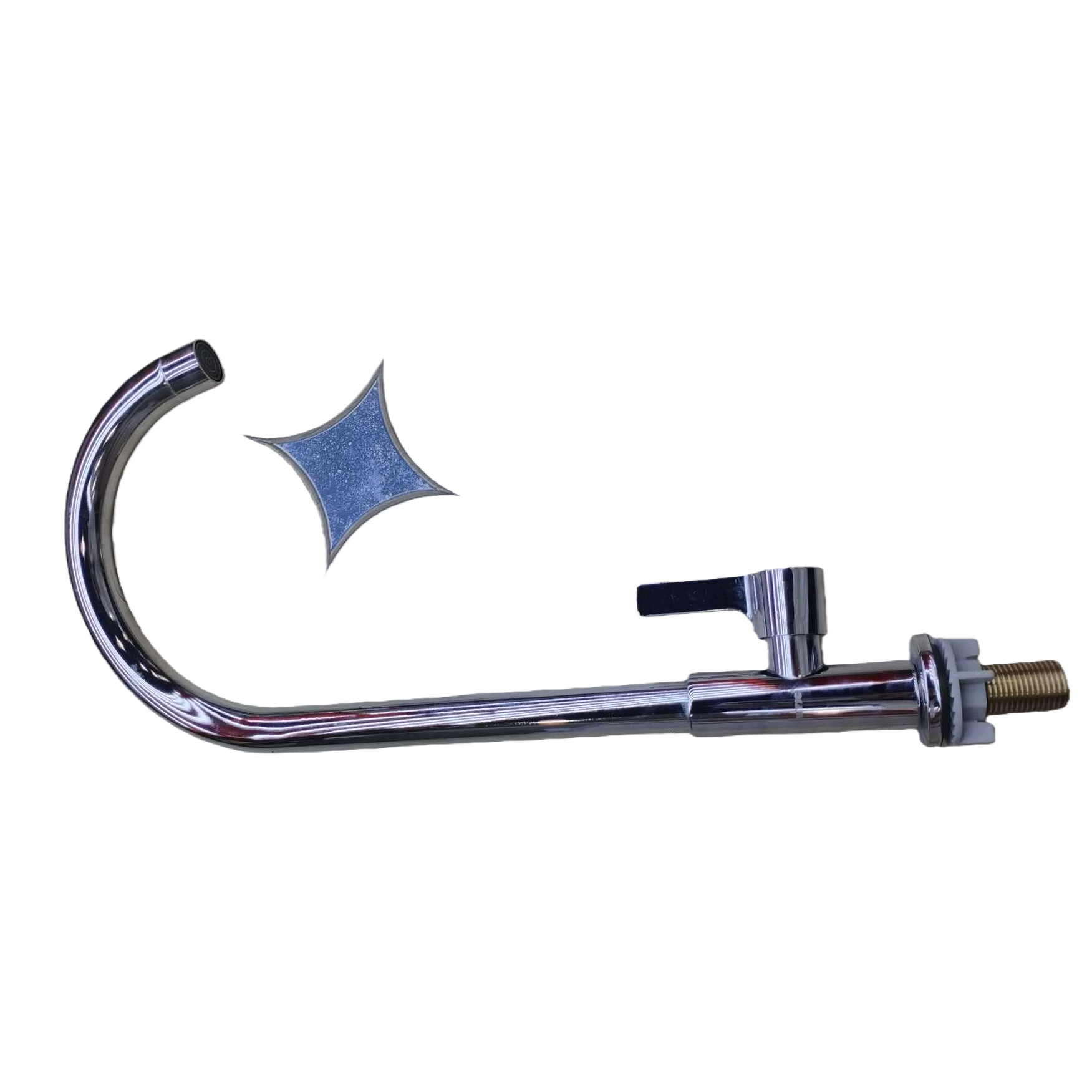 الصنبور الفضي اللامع الفولاذ غير القابل للصدأ، حنبور وحيد البرودة في حمام المطبخ Item Picture