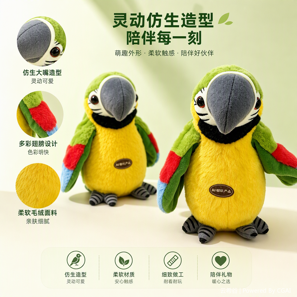 Little Hands (Parrot Domestic Version) MR-14AMR-14A Wing Movement +AI Function (Can chat and interact, learn education, encyclopedic knowledge, history and geography, sing and tell stories) Item Picture