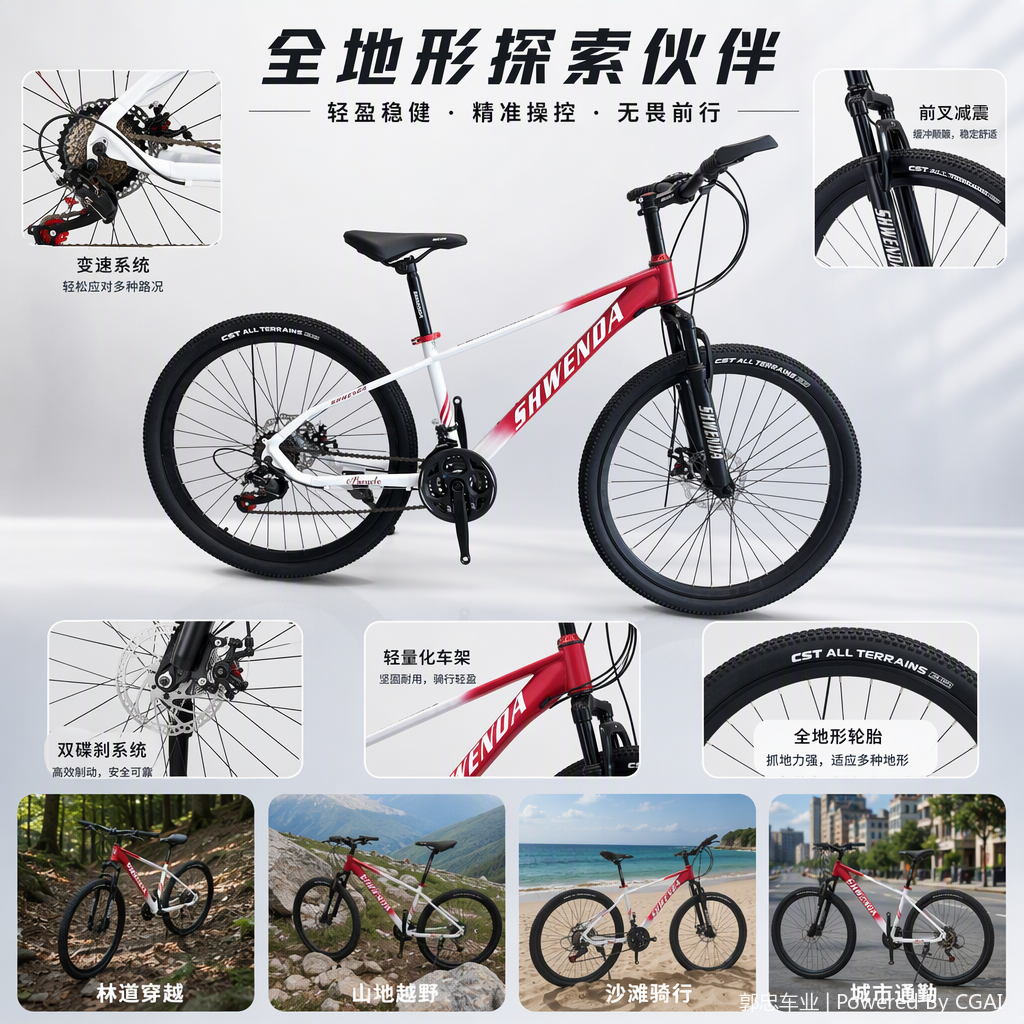 معدات للدراجات الهوائية في الجبال مزودة بمعدات متنقلة للدراجات الهوائية في الهواء الطلق ذات قدرة متغيرة في الجبال Specification image