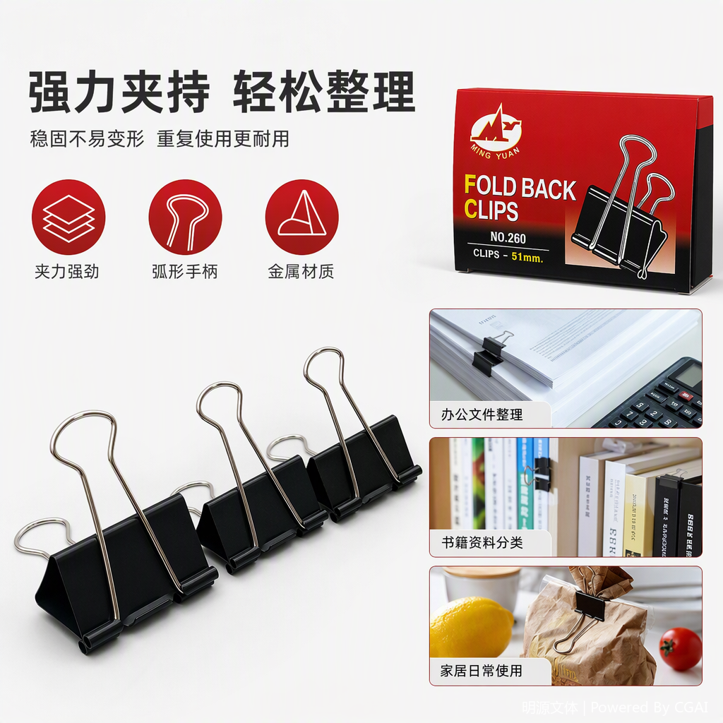 Colorful red packaging box with metal clips, creative storage and organization items, essential for home decoration
