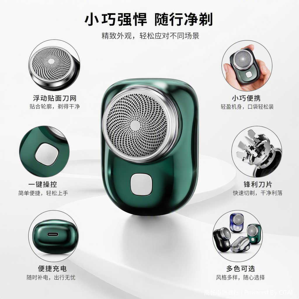 多功能充电式电动剃须刀男士便携剃须刀胡须修剪刮胡子刀头家用电器