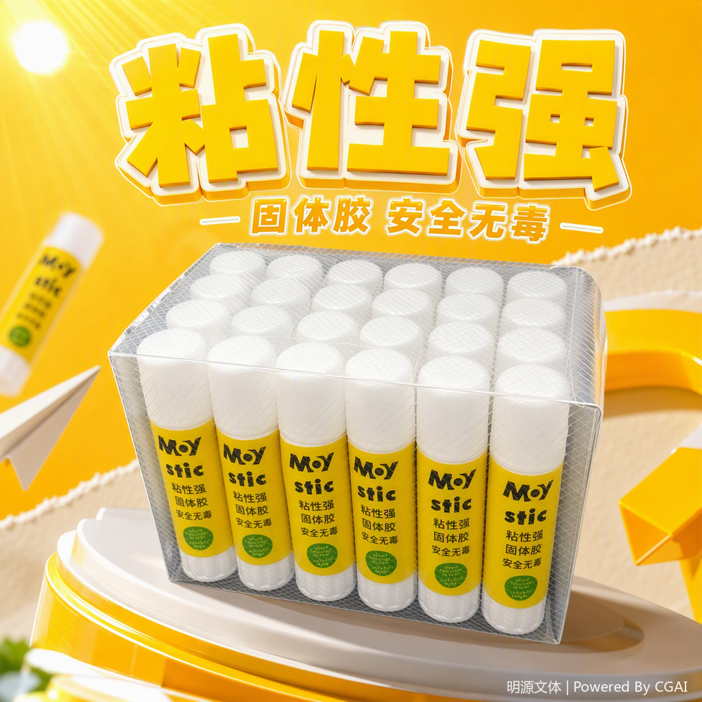 A portable stationery storage box with a yellow label design for children and students Specification image